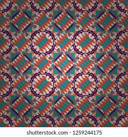Oriental seamless pattern - korean, japanese or chinese traditional ornament in orange, blue and violet colors. Vector background illustration.