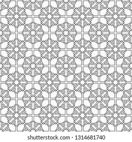 Oriental seamless pattern. Modern stylish texture. Linear style. Islamic style. Geometric lattice ornament. Vector monochrome background.
