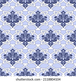 Oriental seamless pattern in mosaic ethnic style.Vintage Background Traditional Ottoman motifs.Vector illustration