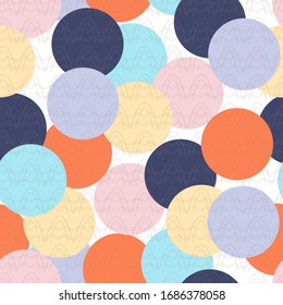 Oriental seamless pattern. Vector multi-colored circles on a white background with an Asian wave pattern. For the design of paper for packaging, bedding and fabric.