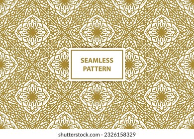 patrón oriental sin costuras. Fondo blanco y dorado con adorno árabe. Patrón, fondo y fondo de pantalla para su diseño. Ornamento textil. Ilustración vectorial.