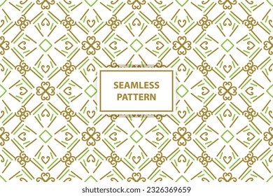 patrón oriental sin costuras. Fondo blanco, verde y dorado con adorno árabe. Patrón, fondo y fondo de pantalla para su diseño. Ornamento textil. Ilustración vectorial.
