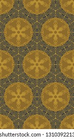 Oriental seamless repeat vector pattern in gold