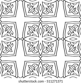 Oriental seamless simple pattern. Vector black and white background. Template for carpet, wallpaper, textile.