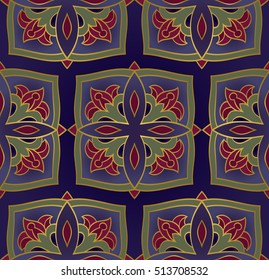 Oriental seamless simple pattern. Vector colorful background. Template for carpet, wallpaper, textile.