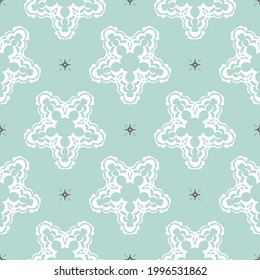 Oriental seamless vector background. Baby blue floral element. Graphic ornament for wallpaper, fabric, packaging, wrapping. Oriental floral ornament. Vector illustration.