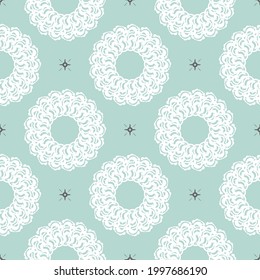 Oriental seamless vector background. Baby blue floral element. Graphic ornament for wallpaper, fabric, packaging, wrapping. Oriental floral ornament. Simple style, vector illustration.