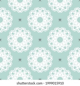 Oriental seamless vector background. Baby blue floral element. Graphic ornament for wallpaper, fabric, packaging, wrapping. Oriental floral ornament. Vector illustration.