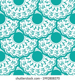 Oriental seamless vector background. Wallpaper in a baroque style pattern. Baby blue floral element. Graphic ornament for wallpaper, packaging, wrapping. Oriental floral ornament
