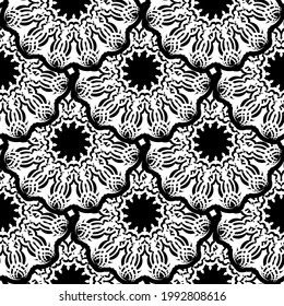 Oriental seamless vector background. Wallpaper in a vintage style template. Black and white floral element. Graphic ornament for fabric, packaging, packaging. Oriental floral ornament.