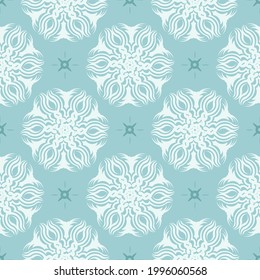 Fondo vectorial oriental sin costuras. Papel tapizado de estilo barroco. Elemento floral azul bebé.