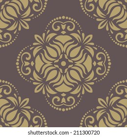 Oriental seamless vector pattern with damask, arabesque and floral elements. Abstract background