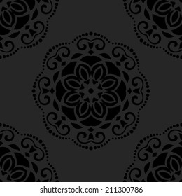 Oriental seamless vector pattern with damask, arabesque and floral elements. Abstract background