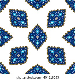 Oriental seamless vector pattern with damask, arabesque and floral elements