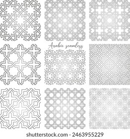 Oriental seamless vector patterns set. Arabic geometric ornament for background