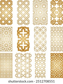 Oriental seamless vector patterns set. Arabic geometric ornament for background
