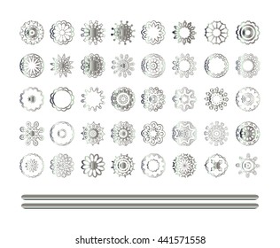  Oriental silver pattern. Abstract silver ornament.