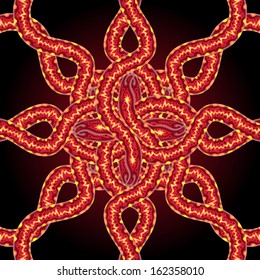 Oriental snake knot ornament vector illustration