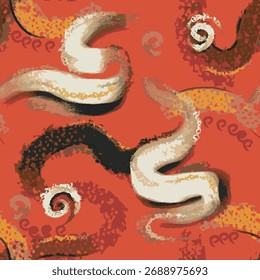  Oriental Snake Pattern with Abstract Shapes