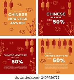 Oriental social media template promotion for chinese new year promo