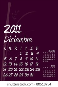 Oriental spanish calendar december 2011