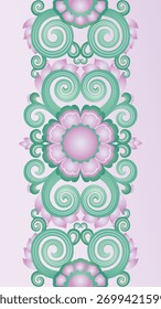Plano de fundo padrão floral espiral oriental, ilustração vetorial. Decoração étnica budista