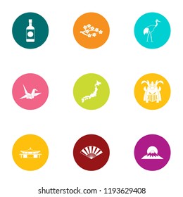 Oriental spot icons set. Flat set of 9 oriental spot vector icons for web isolated on white background