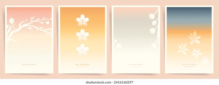 Oriental Spring Aesthetic Gradient Poster Set. Elegant Japanese Gradient Backgrounds for Modern Posters, Cards, and Design Templates