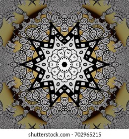 Oriental style arabesques. Background with gold elements. Golden textured curls. Vector illustration. Vector golden pattern.