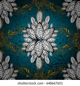 Oriental style arabesques. Vector golden pattern. Golden textured curls. Pattern on colorfil background with golden elements.