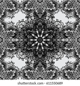 Oriental style arabesques. Vector illustration. Gray background with golden elements. Seamless golden textured curls. Vector golden pattern.