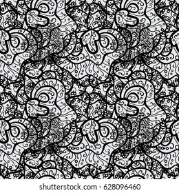 Oriental style arabesques. Vector illustration. Seamless golden textured curls. Vector golden pattern. Gray background with golden elements.