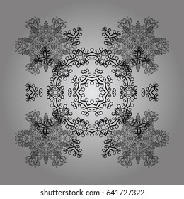 Oriental style arabesques. Vector illustration. Gray background with dim elements. Dim textured curls. Vector dim pattern.