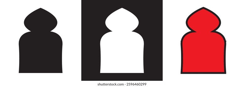 Oriental style arabic  borders and frames. Collection of linear style Islamic windows, doors in boho style. Vector illustration. isolated on white and black background. EPS 10