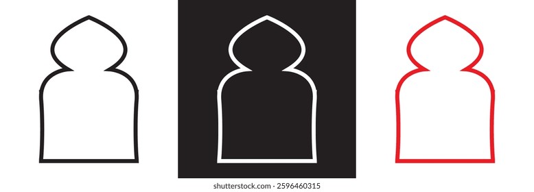 Oriental style arabic  borders and frames. Collection of linear style Islamic windows, doors in boho style. Vector illustration. isolated on white and black background. EPS 10