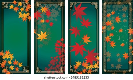 Oriental style autumn decoration retro frame
