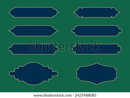 Oriental style banners. Collection of text boxes with border. Set of elegant golden arabic frame borders. Vector illustration.