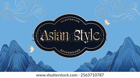 Oriental style cloud and mountain abstract background
