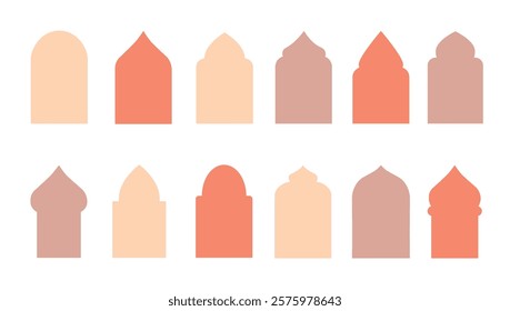 Oriental style collection. Islamic vector shapes of window and door arches. Arabic frames set. Ramadan Kareem silhouette icon