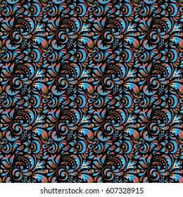Oriental style. Damask seamless pattern. Hand drawn illustration. Vector vintage doodle ornament. Design for fabric, wallpaper, background, invitation, wrapping and book covers.