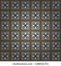 Oriental style for fabric. Seamless abstract ornament.Kerchief square pattern design in blue, green and gray colors.