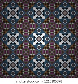 Oriental style for fabric. Vector seamless abstract ornament.Kerchief square pattern design in white, green and gray colors.