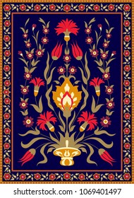 Oriental style floral design. Ornate decor for invitation, greeting card, background