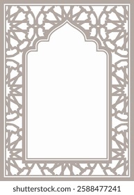 Oriental style frame with Islamic décor elements (arabesque) isolated on white. Vector illustration.