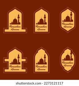 Orientalisches Stiltor mit Moschee Illustration mit flachem modernem Design, geeignet für islamische Grafikressourcen oder Ramadan-Grafikressourcen