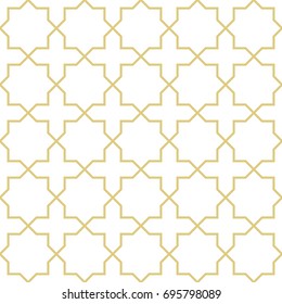 Oriental style geometric background in gold. Seamless vector pattern