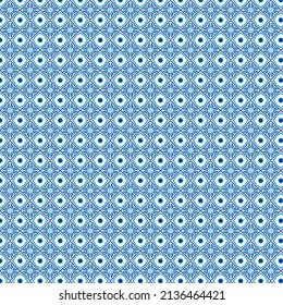 Oriental style geometric pattern with blue color on seamless white background