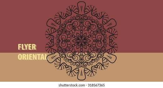 Oriental style greeting card template with Islamic, Arabic, Indian, Ottoman, Asian motifs. 