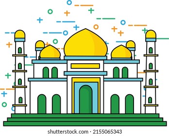 diseño de mezquita islámica de estilo oriental con diseño moderno, luna, cúpula de mezquita y linterna