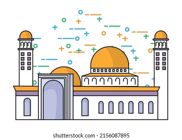 oriental style islamic mosque design with modern design, moon, mosque dome and lantern